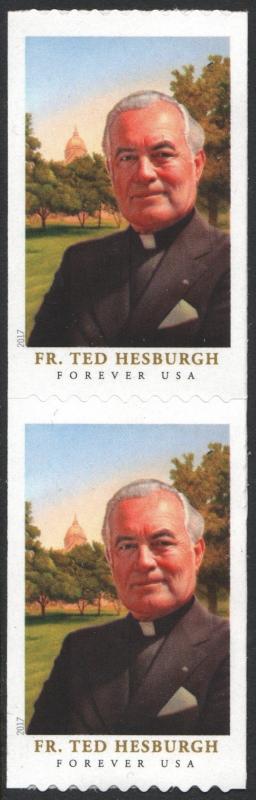 SC#5242 (50¢) Father Theodore Hesburgh Coil Pair (2017) SA