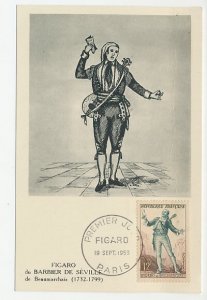 Maximum card France 1953 Figaro - The Barber of Seville - Pierre Beaumarchais