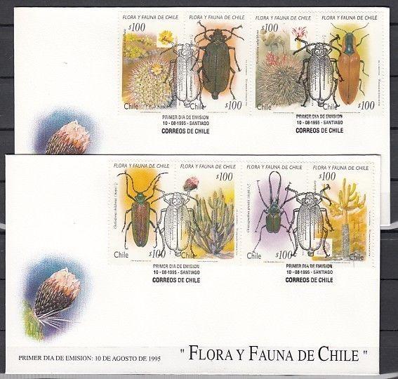 Chile, 1140 A-H. Insects and Cacti issue on 2 First Day Covers.