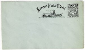 Colombia 1890 5c stationery envelope unused, image of SHIP