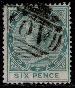 DOMINICA QV SG8, 6d green, USED. Cat £23.