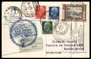 Italy 1933 Graf Zeppelin Romfahrt Si208M 2nd SAF Argentina 15L Cover 91869