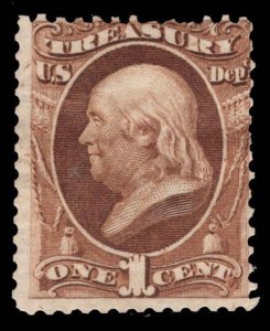 US STAMPS #O72 1c OFFICIAL MINT OG H $120 LOT #84248-1*