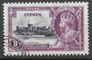 CYPRUS SG144/7 1935 SILVER JUBILEE 9p SLATE & PURPLE USED