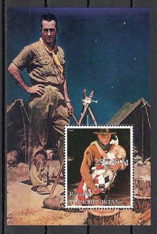 Turkmenistan, 2000 Russian Local. N. Rockwell`s Scout Illustration s/sheet.