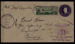 USA/Germany Zeppelin cover 28.10.33 Akron