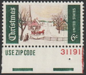 SC# 1384 - (6c) - Christmas, Sunday in Norway Maine, MNH plate # Single 31191