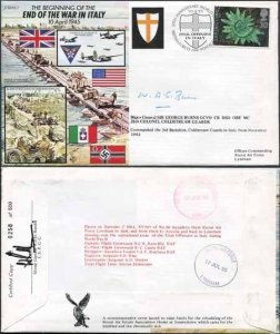 JS45/7c 50th Ann War II End of War in ITALY Signed by Maj Gen Sir G Burns (F)