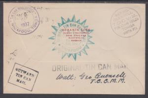 Tonga Sc 39, 56 on 1937 Tin Can Mail Cover to California