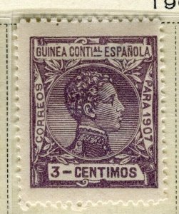 SPAIN COLONIES; GUINEA 1907 early Alfonso issue Mint hinged 3c. value