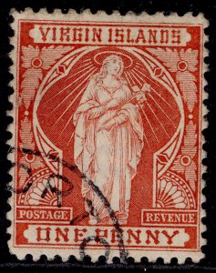 BRITISH VIRGIN ISLANDS QV SG44, 1d brick-red, FINE USED.