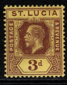 ST.LUCIA SG100 1926 3d PURPLE/PALE YELLOW MTD MINT