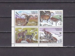 Tajikistan, Scott cat. 266 a-d. WWF-Goats.issue.