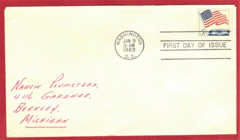 FDC SC# 1208,  FLAG OVER WHITEHOUSE 5c  1963 (48)  SEE SCAN