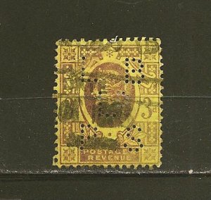 Great Britain SC#115 Queen Victoria 3d LBLd PS Perfin Used