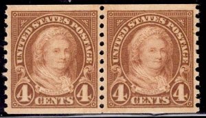 US Stamp #601 Coil Pair 4c Washington MINT NH SCV $16.50