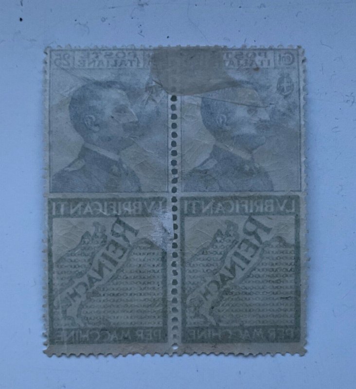 Pair 1924 Italy Kingdom, Advertiser - No. 7, 25 cent Reinach blue and green -