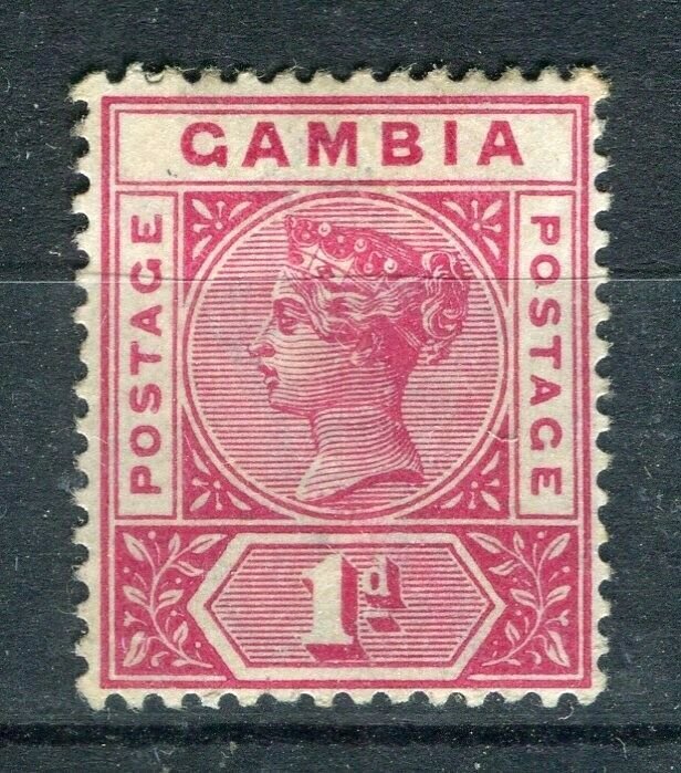 GAMBIA; 1890s early classic QV issue Mint hinged 1d. value