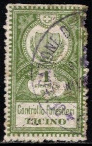 Vintage Switzerland Revenue 1 Franc Controllo Forestieri Ticino
