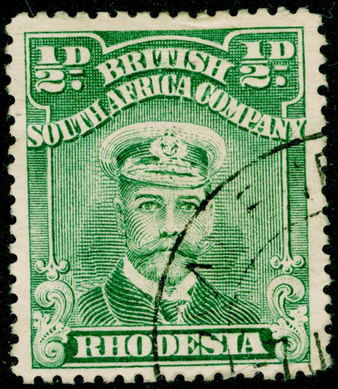 RHODESIA SG203, ½d green, FINE USED, CDS. Cat £23. PERF 15.