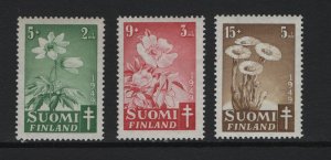 Finland    #B98-B100  MNH   1949  anemone , wild rose , coltsfoot