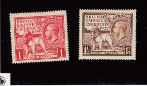 GB LOT REF(KKK3233) # 203-204 VF-MVLH KGV EXHIBITION 1925 CAT VALUE $62.50