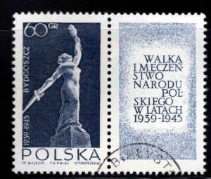 Poland Scott 1274 Used CTO favor canceled  stamp with tab