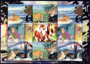 Mali 2010 DISNEY CHARACTERS HUNTER DOGS Sheetlet (6+3L) OLYMPICS Perforated MNH