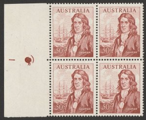 AUSTRALIA 1966 Navigator 50c Dampier plate no.1 block MNH **. ACSC 461z cat $275