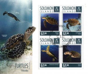 Sealife Turtles Solomon Islands 2014 Michel value €9.50 cto 