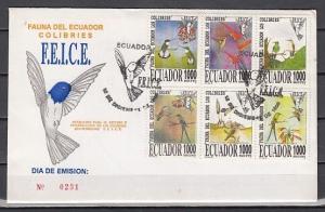 Ecuador, Scott cat. 1382-1383 a-e. Indigenous Birds issue. First day cover. ^