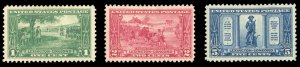 United States, 1910-30 #617-619 Cat$19.50, 1925 Lexington-Concord, set of thr...