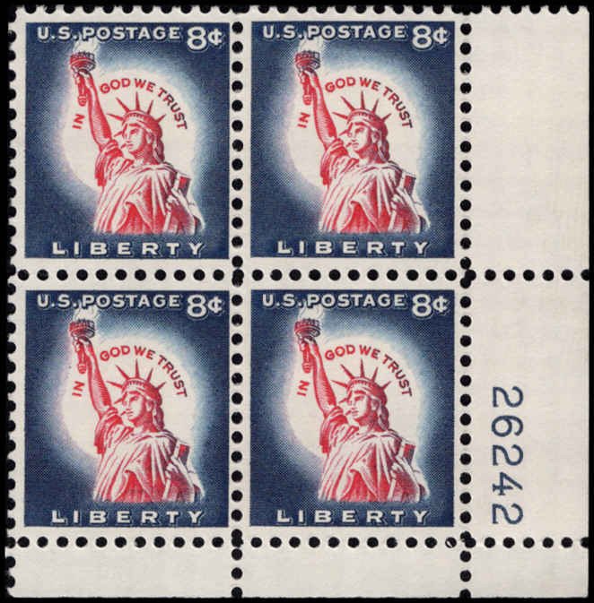 US #1042 LIBERTY MNH LR PLATE BLOCK #26242 DURLAND $1.25