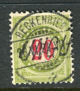 SWITZERLAND; 1883-1900s early classic Postage Due issue fine used 20c. value