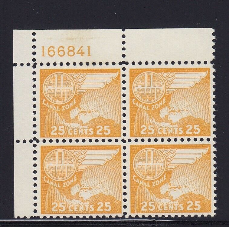 Canal Zone # C30 Plate Block VF OG never hinged nice color cv $ 125 ! see pic ! 