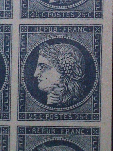 ​FRANCE-1850  SC# 6c BLUE CERES- RARE IMPERF BLOCK OF 9WITH TETE BECHE PAIR VF