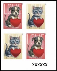 US Love Kitty Puppy NDC/Imperf LR Plate Block of 4 stamps MNH 2023 Pre-Order