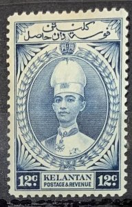 KELANTAN 1937 12 CENTS SG47 MOUNTED MINT