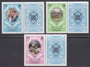 Dominica Sc #701-703 MNH w/ Labels. Royal Wedding; Mi #713-715