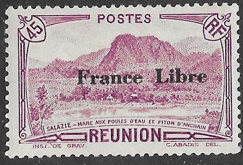 France-Reunion # 194 45c Anchain Peak  France Libre (1) Unused VLH