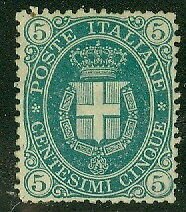 ITALY #52 5c dark green, unused no gum, VF centering, Scott  $775.00