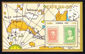 Cuba 2818 MNH 1985 EXFILNA 85 Stamp Expo Stamp on Stamp Souvenir Sheet of 2