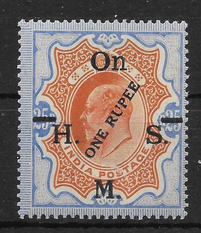 INDIA SGO100 1925 1r ON 25r CHESTNUT & BLUE OFFICIAL MNH 