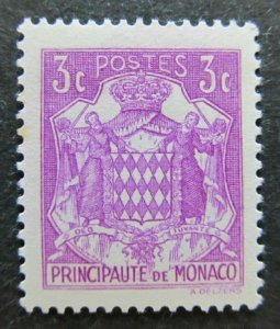 Monaco 1937-43 3c Very Fine MNH** Stamp A4P47F34-