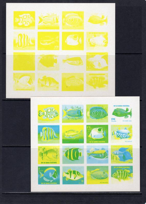 Equatorial Guinea 1979 Mi#1509/1524 FISHES MARINE LIFE Sheetlet  4 COLOR PROOFS