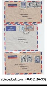CEYLON / SRI LANKA - SELECTED AIR MAIL ENVELOPES TO HOLLAND WITH STAMPS - 3 nos