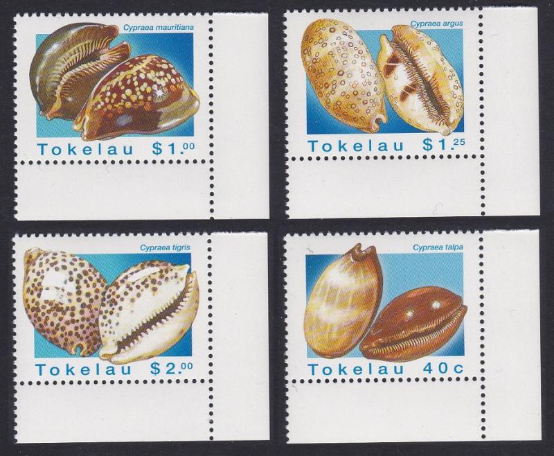 Tokelau Sea Shells 4v Corners with margins SG#250-253 SC#232-235