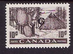 Canada-Sc#O26-Unused 10c Drying Skins-overprinted G-og-hinged-1950-51-Cdn659-