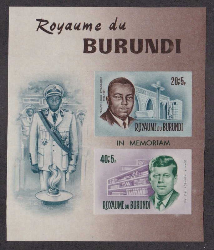 Burundi # B27, John F. Kennedy Memorial Imperf Souvenir Sheet, NH 1/2 Cat.