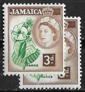 Jamaica # 163 QE II  Shade Variety  3d.   (1) Mint NH